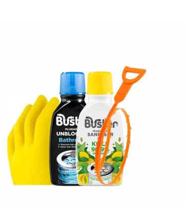 A Complete Bathroom Sink Unblock Kit | Hair dissolver for Drains | Citrus Gel to Eliminate Foul Odours |Drain Snake unblocker and Marigold Gloves |Say Goodbye to Hair Soap Scum and Sludge Build-up
