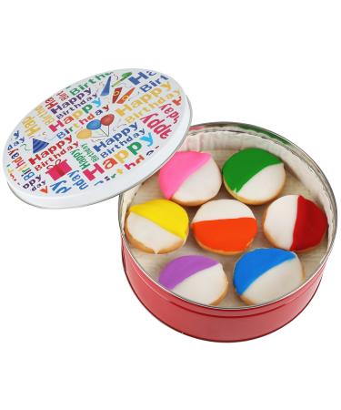Happy Birthday Cookie Gift Basket Tin - 21 Assorted Hand-Decorated Cookies in 7 Bright Colors - Perfect Birthday Gift for Him, Her, Boys, Girls, Men, Women - Prime Delivery - Buy Online on SooperMarket.com