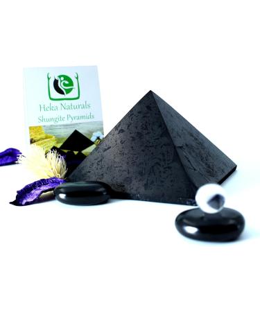 Heka Naturals 8cm Polished Shungite Pyramid Healing Crystal for Home Decor - Chakra Meditation & Negative Energy Protection - Buy Online on SooperMarket.com