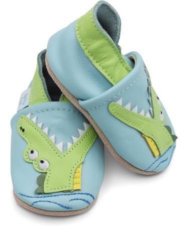 Dotty Fish Soft Leather Baby Shoes for Boys | Non Slip Toddler Shoes with Animal Designs | 0-6 Months - 4-5 Years | Crocodile Design - Buy Online on SooperMarket.com