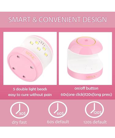 MEKK Mini UV LED Nail Lamp 18W | Professional Nail Dryer for Gel Nails - Pink | Type-C UV Light for Nails | LCD Display - Buy Online on SooperMarket.com