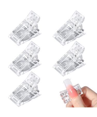Sularpek 5 Pcs Transparent Nail Clip Polygel Nail Clip Polygel Nail Clamps for Quick Building Gel Nail Tips Clip Plastic Finger Extension UV LED Builder for DIY Manicure Nail Art.