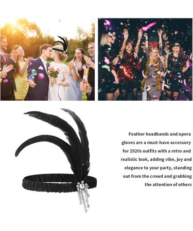 WLLHYF Feather Headwear Feather Headband Flapper Headpiece Head Wear Fashion Soft and Comfortable Hair Bows Hair 1920s Accessories for Kids Girls Party Decoration (Silver Tassel Black Feather) - Buy Online on SooperMarket.com