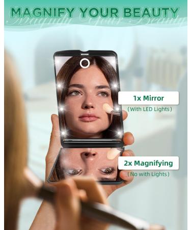 Portable Compact Makeup Mirror with LED Lights - Perfect Handbag Mirror for Travel - Great Gift for Teenage Girls and Women - Buy Online on SooperMarket.com