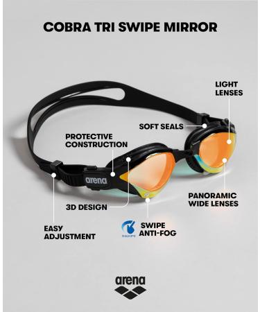 ARENA Unisex Cobra Tri Swipe Mr Swimming Goggles - Yellow Copper-Black | International Shipping Available - Buy Online on SooperMarket.com