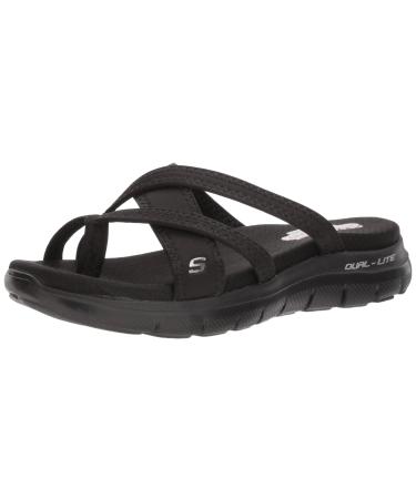 Skechers Unisex-Adult Flex Appeal 2.0-Start Up Sport Sandal 8 Black/Black
