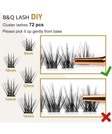D-14mm B20 Cluster Lashes - 72 Natural D Curl Individual Lash Clusters for DIY Extensions | Soft Fluffy Eyelash Clusters for a Beautiful Look - Buy Online on SooperMarket.com