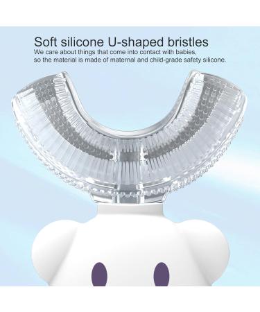 JENPECH Kids U-Shaped Toothbrush - Cartoon Bear Shape - Food Grade Soft Silicone Brush Head 360 Oral Teeth Cleaning Design for Toddlers and Children Brown - Buy Online on SooperMarket.com