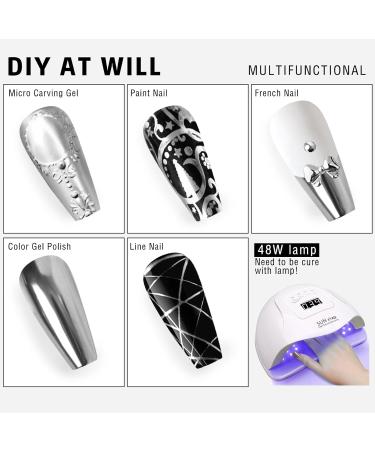2x8ml Metallic Gel Nail Polish Kit - Glossy Mirror Silver & Gold Chrome Effect for Stunning Nail Art - Soak Off UV/LED DIY Manicure - Buy Online on SooperMarket.com