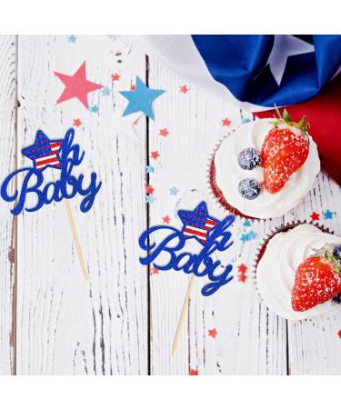 24Pcs Oh Baby Independence Day Cupcake Toppers 4th of July Cake Toppers for Oh Baby Cake Toppers for USA Day Patriotic Baby Shower Party Supplies (Oh Baby) - Buy Online on SooperMarket.com