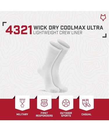 FoxRiver Coolmax Ultra-lightweight Liner Crew Socks White 9-11.5 | Men's Wick Dry Technology - Buy Online on SooperMarket.com