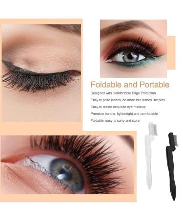 Buy Eyelash Comb Set - Stainless Steel Mascara Applicator Brushes | 2pcs Foldable & Portable for Easy Eye Makeup - Buy Online on SooperMarket.com