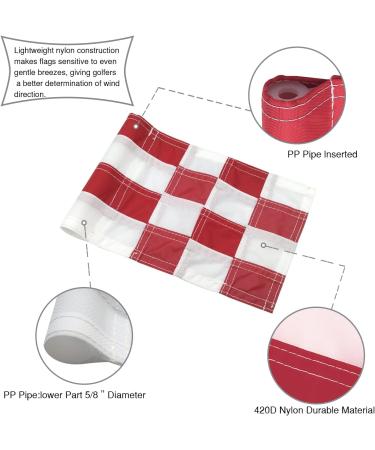 Checkered Golf Flags 8x6 Mini Putting Green Flags - 3 Pack Red/White Pin Flags | 420D Nylon Yard, Indoor, Outdoor Backyard Garden Flags - Buy Online on SooperMarket.com