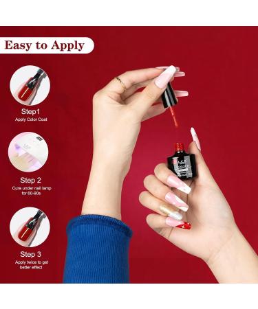 LKE Gel Nail Polish Set - 6 Colors for All Seasons | White Black Red Pink Gold & Silver Glitter | Soak Off UV/LED Nail Kit for Home & Salon Manicure - Buy Online on SooperMarket.com
