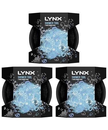 Lynx 2-Sided Shower Tool with 2 scrubbing Options Shower Sponge for a Better Clean 1 Piece Black (Pack of 3) 1 count (Pack of 3) Single Pack