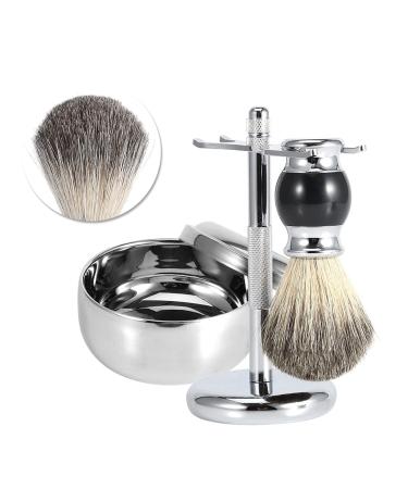 Professional Mens Shaving Kit: Faux Badger Hair Brush Alloy Soap Bowl & Stand Holder - Perfect for a Luxurious Grooming Experience - Buy Online on SooperMarket.com