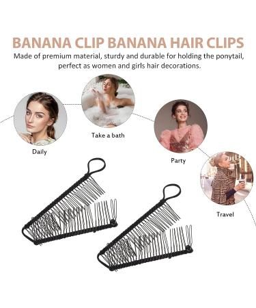 KALLORY 2pcs Vintage Stretch Banana Hair Clips | No Crease Hair Grip Styling Tool for Women - Black | 11.5X4.3X1CM - Buy Online on SooperMarket.com