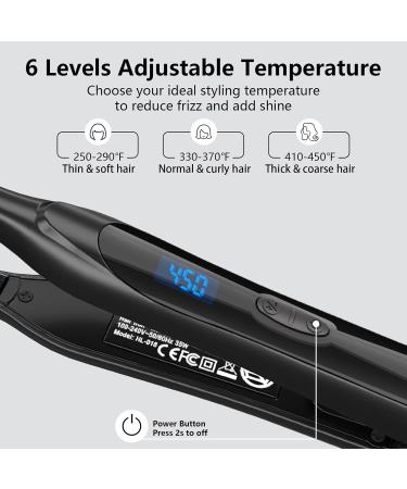 DSHOW Pencil Flat Iron - Mini Hair Straightener for Short Hair Pixie Cuts & Bangs Tourmaline Ceramic Adjustable Temperature Auto Shut Off - Black - Buy Online on SooperMarket.com