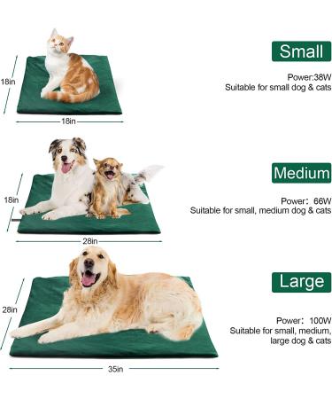 Heated Cat Dog Bed with Timer and Adjustable Temperature | Waterproof Pet Heating Pad for Indoor/Outdoor Use | Christmas Green 18X28IN - Buy Online on SooperMarket.com