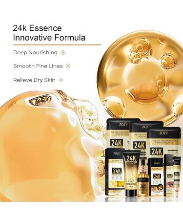 24K Facial Skin Care Set for Women | Cleanser Serum Eye Cream & Mask | Hydrating Anti-Aging Routine | Ideal for Dry Skin - Buy Online on SooperMarket.com