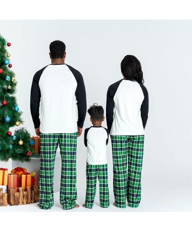 IFFEI Christmas Matching Family Pajamas Set - Xmas Letter Print Tops and Plaid Pants Sleepwear for Women Men Kids Baby Pet - Green/Tree - Buy Online on SooperMarket.com