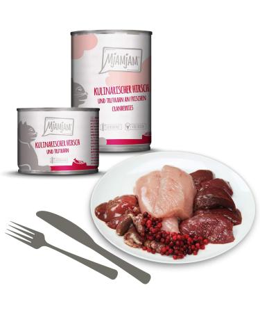 Mjamjam Premium Grain-Free Wet Cat Food - Culinary Deer & Turkey with Fresh Cranberries (6 x 200g) - Extra Meat Pack - Buy Online on SooperMarket.com