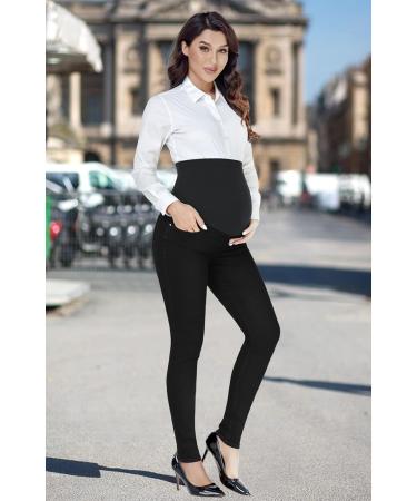 PACBREEZE Women's Maternity Jeans Over The Belly Slim Stretch High Waist Denim Pants - Black XXL - Buy Online on SooperMarket.com