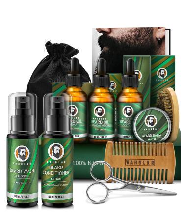 Mens Gifts for Birthday Gifts for Men Beard Care Kit with Beard Oil Balm Conditioner Wash Brush Comb Scissor Stocking Stuffers for Men Birthday & Christmas Gifts for Boyfriend Brother Dad Husband Beard Gift Kit
