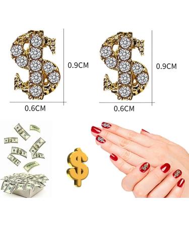 RUNRAYAY 40Pcs 3D Dollar Sign Nail Art Charms with Rhinestones Gold Nail Studs Diamonds for Nail Art Accessories Retro Nail Jewelry Decoration for DIY Crafts Nail Decor - Buy Online on SooperMarket.com