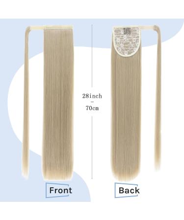 Silk-co 28 Inch Straight Clip in Ponytail Hair Extension - Blond&Bleach Blond | Heat-Resistant Fiber Hairpiece for Women - Buy Online on SooperMarket.com