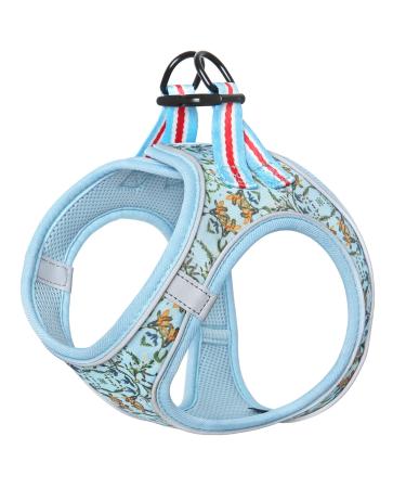 Heele dishes dog small soft dog dishes Air mesh adjustable safe control puppy harness vest dogs breast dishes for walking running training reflective vine cyan xs