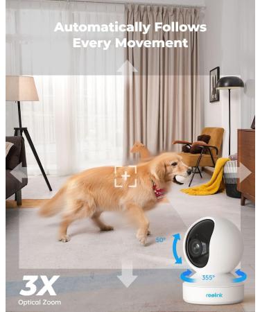 REOLINK E1 Zoom White Indoor Security Camera 5MP Super HD with PTZ, Auto Tracking, Human/Pet AI - Ideal for Baby Monitor/Pet Camera/Home Security - Dual Band WiFi - Local Storage | Best Plug-in WiFi Camera - Buy Online on SooperMarket.com