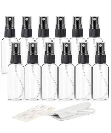 ZEJIA 1 oz Spray Bottle 12 Pack Mini Spray Bottles 30ml Small Spray Bottle Fine Mist Spray Bottles for Essential Oils Travel Perfumes with Stickers Tissues Droppers 30ml-12pcs Black