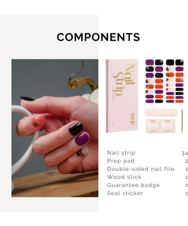NAILOG Semi Cured Gel Nail Strips - Salon-Quality Long Lasting Nail Wraps - Dark Moon Night - 34 pcs - Buy Online on SooperMarket.com