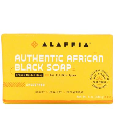 Alaffia Authentic African Black Soap Triple Milled Soap Unscented 5 oz (140 g)