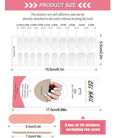 Kalolary 20PCS Nail Gel Polish Strips - White Transparent | Self-Adhesive Wrap Stickers for Cured Gel Nails | UV/LED Lamp Required - Buy Online on SooperMarket.com
