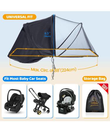 Buy Orzbow 2-in-1 Insect & Sun Protection for Baby Seats | Breathable UPF 50+ Sun Sail & Universal Mosquito Net for Maxi-Cosi Cybex Joie Black Deluxe - Buy Online on SooperMarket.com