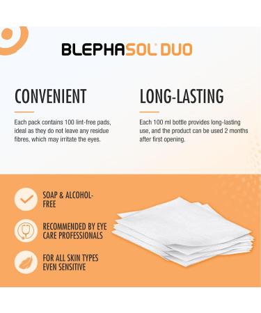 2 x Blephasol Duo 100 ml Micellar Eyelid Cleansing Lotion with 100 Lint-Free Pads | Effective and Gentle Cleansing for Make-Up Removal Inflamed and Sensitive Eyelids | Soap & Alcohol-Free - Buy Online on SooperMarket.com