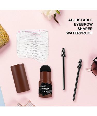 Waterproof Eyebrow Stamp Stencil Kit with 10 Reusable Stencils and 2 Pencil Brushes - Hairline Shadow Powder Stick Included (Black) - Buy Online on SooperMarket.com