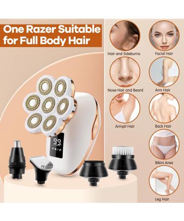 Buy 7D Electric Razor for Women - Painless 5-in-1 Facial Hair Removal & Bikini Trimmer | Rechargeable Wet/Dry Shaver for Arms Legs & More - Buy Online on SooperMarket.com