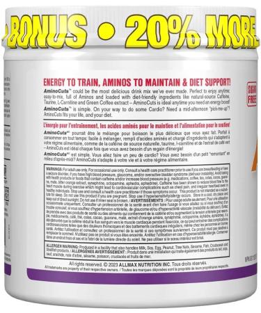 ALLMAX Nutrition - AMINOCUTS (A:CUTS) - Weight-Management BCAA (L-Carnitine + Taurine + Green Coffee) - Grape -dye free- 252 Gram - 36 Servings 252-Gram Grape Escape 36 Servings (Pack of 1) - Buy Online on SooperMarket.com