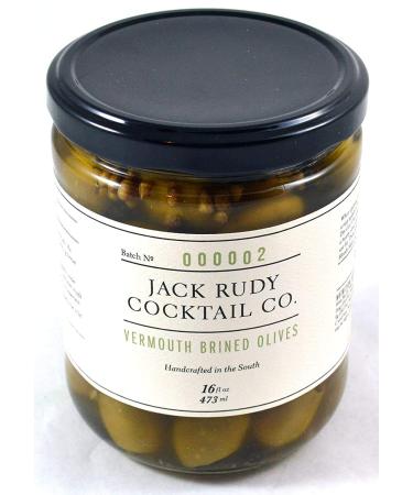 Jack Rudy Cocktail Co Vermouth Marinated Green Pitted Olives - Premium Cocktail Garnish - Buy Online on SooperMarket.com