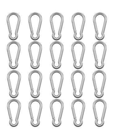 20 pieces & 50 pieces carabiner 40x4 mm carabiner hook Small aluminum carabiner Karabiner carabiner connection for backpack belt tent camping 20 silver