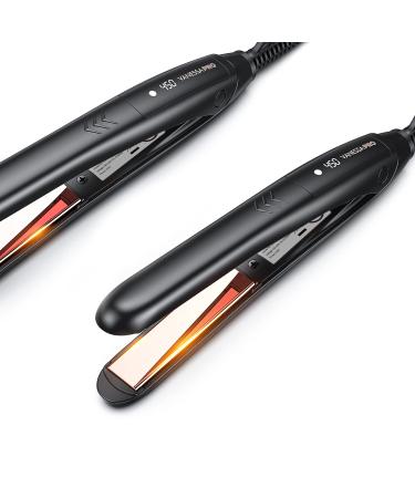 VANESSA PRO Mini Flat Iron Hair Straightener  100% Pure Titanium Flat Iron for One Pass to Achieve a Sleek Look  Curls Beautifully & Straightens Well - 0.7 inch