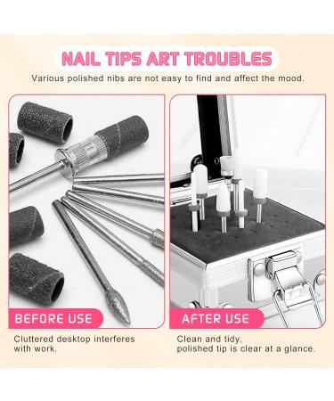 Ranrose Silver Nail Drill Bit Holder Case - 25PCS Holes Organizer Box for Nail Drill Bits - Pink Nail Storage Display Container - Buy Online on SooperMarket.com