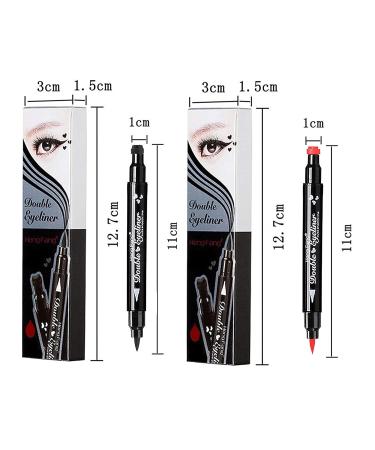 Go Ho 4 PCS Red and Black Liquid Eyeliner Stamp Pen - Waterproof Double-sided Seal Eyeliner Stencils for Long-Lasting, Smudge-Proof Cat Eye Look - Heart Star Moon Flower Design - 2 Red + 2 Black - Buy Online on SooperMarket.com