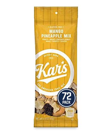 Kar's Nuts Unsalted Mango Pineapple Trail Mix Snacks - Bulk Pack of 1.5 oz Individual Packs (Pack of 72) (8964-CP72)
