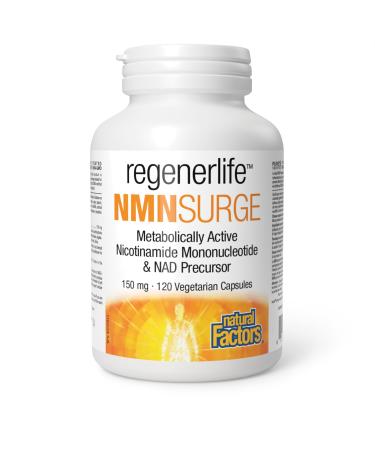 Natural Factors Regenerlife NMNSURGE 150 mg 120 vegetarian capsules Metobolically Active (Vitamin B3) Nicotinamide Mononucleotide (NMN) Healthy Aging Support