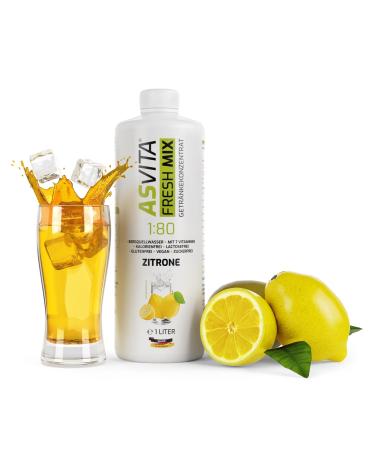 ASVITA beverage concentrate Fresh Mix 1: 80-1 liter bottle - drinks Sirup Sugar -free for water bubble - 26 delicious zero syrup flavors (lemon)