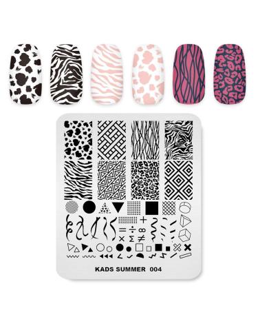 Alexnailart Nail Stamping Plate Summer Theme Image Printing Design Templates Geometry Leopard Zebra pattern Multiple Pattern Manicure Design Stencil DIY Nail Art Stamping Tools (SU004)